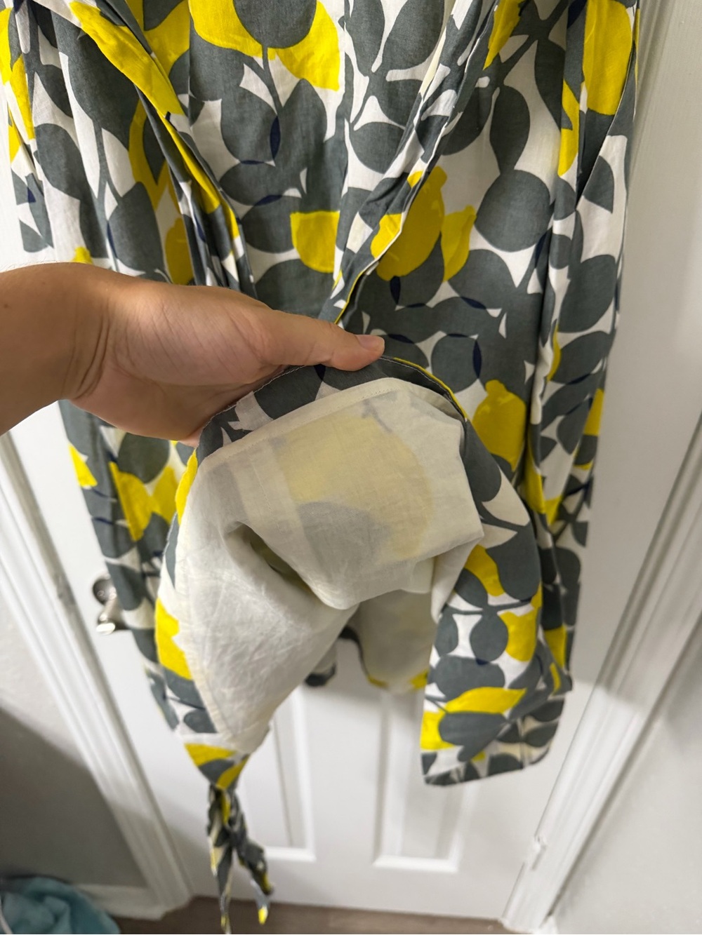 Boden Jade Fit & Flare Midi Dress 8 Lemon Print Cotton Linen Blend Summer Fruit - Picture 10 of 12